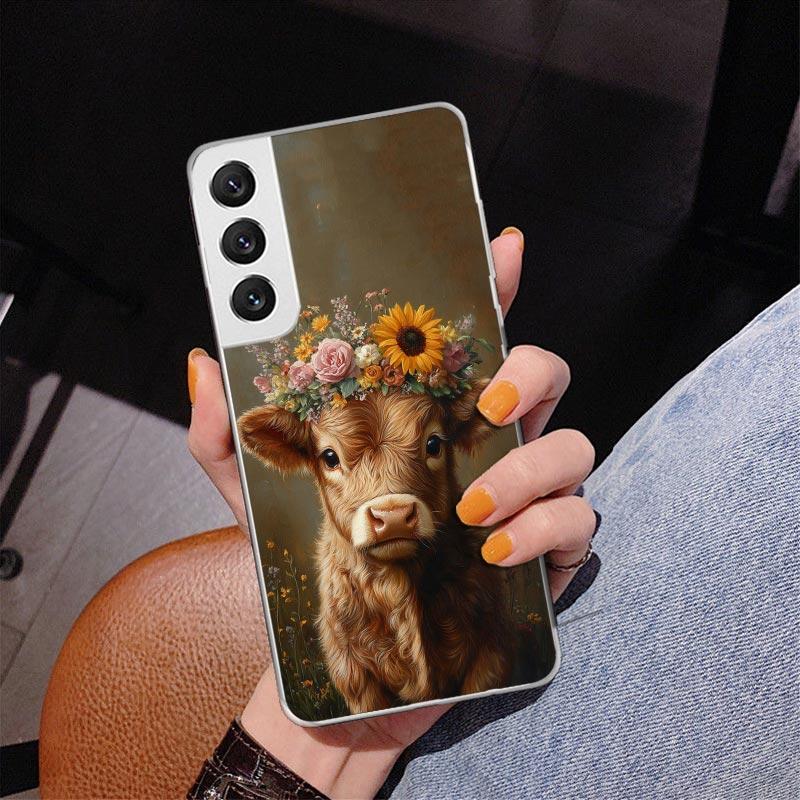 

Милый чехол для телефона с изображением шотландской коровы для Samsung Galaxy S26 S25 Edge S23 S24 Ultra S22 Plus S21 S20 FE Уникальная крышка Мягкий чехол Galaxy S2 Samsung S22