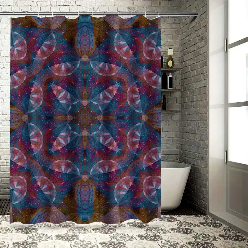 Blue-red kaleidoscope shower curtain waterproof fabric pattern bathroom decoration polyester print privacy 280x180cm
