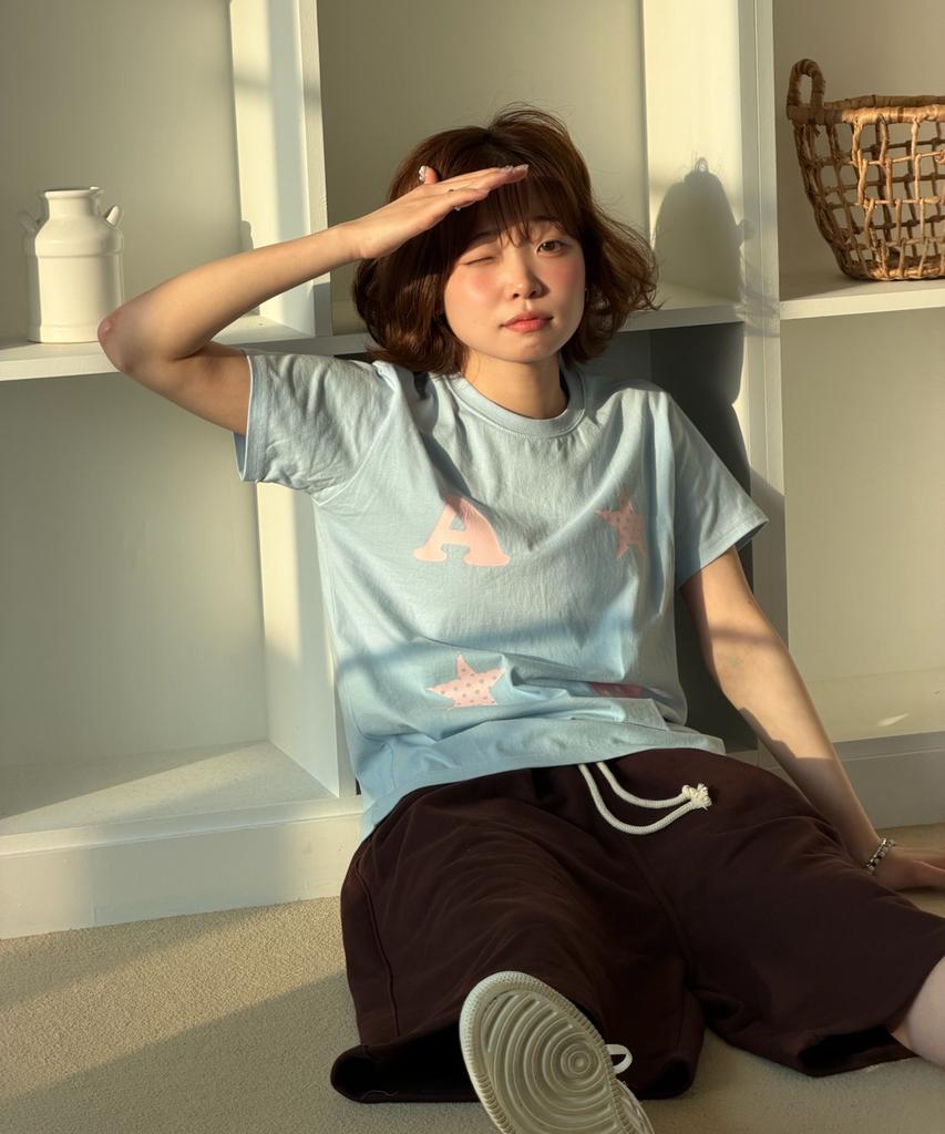 AMOU Am Star Half T-Shirts Light Blue