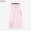 ZANZEA Women Elegant Casual Elastic Waist Solid Color Long Skirts