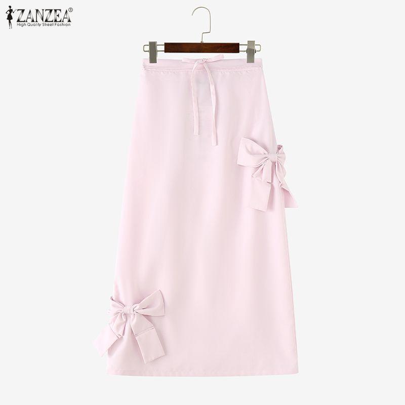 ZANZEA Women Elegant Casual Elastic Waist Solid Color Long Skirts