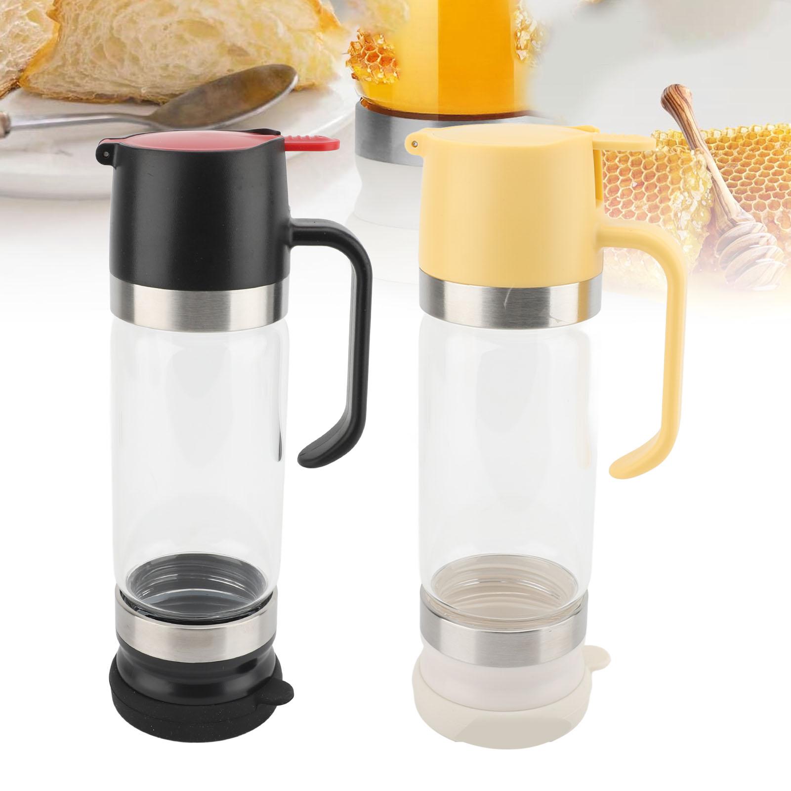 350ml Honey Dispenser Clear Glass Syrup Dispenser with Handle Prevent Dripping Honey Container for Coffee Shops Restaurants Home nero
