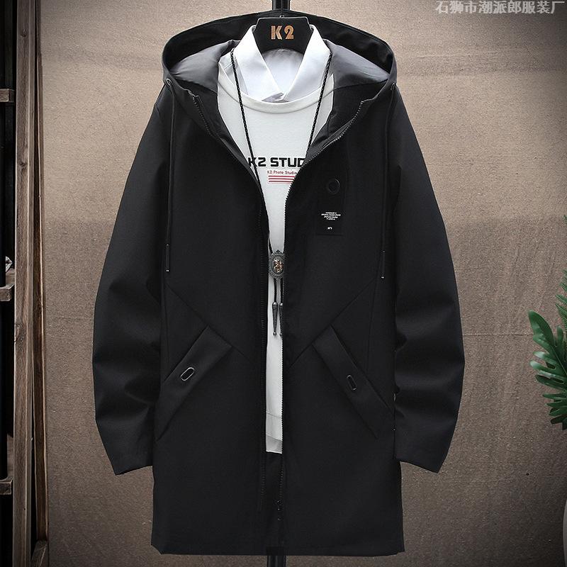 Autumn and Winter New Medium and Long Jacket Men's Fleece Hooded Jacket Casual Versatile Men's Clothes