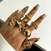 Ocean Beach Style Starfish & Seashell Ring Set for Women - European & American Fashion Metal Flower Finger Jewelry