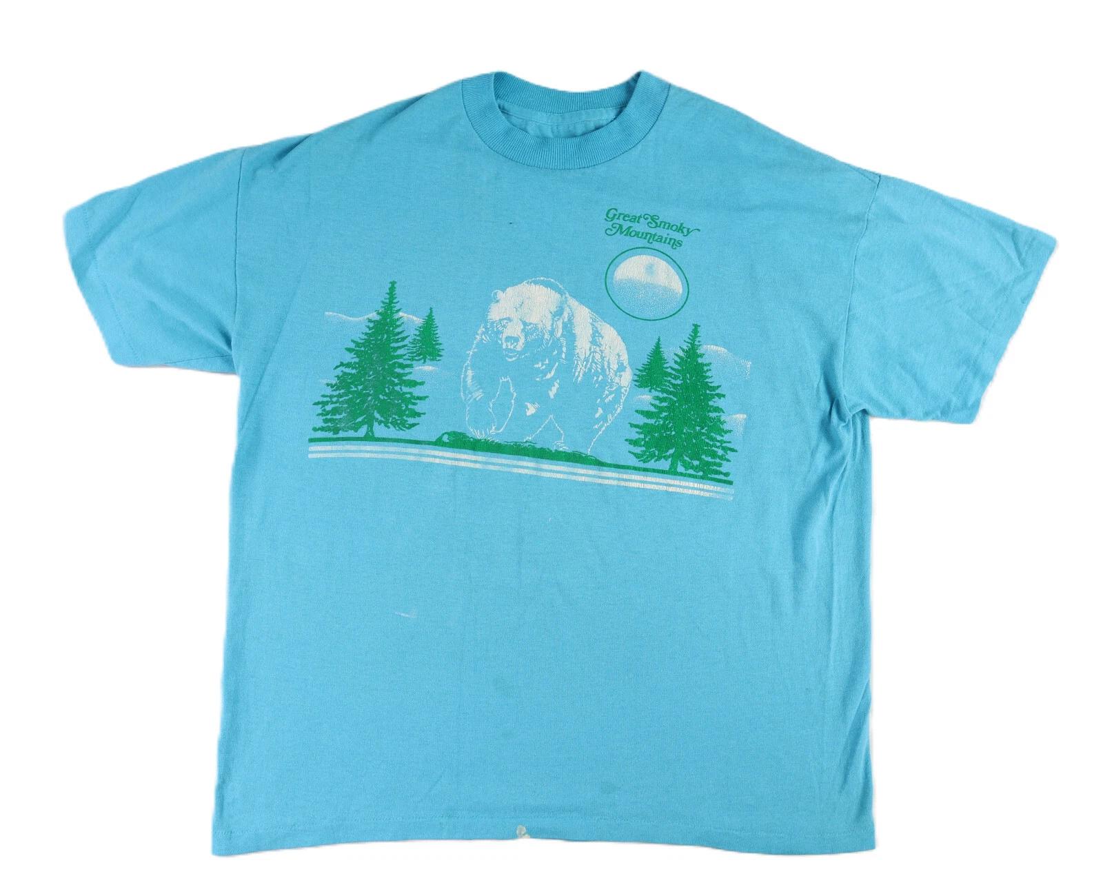 VTG 90s Adult L Great Smoky Mountain Bear Single Stitch Double Sided T Shirt S