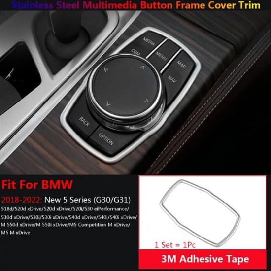 Stainless For BMW 5 Series G30 Car Interior Console Multimedia Switch Cover Trim