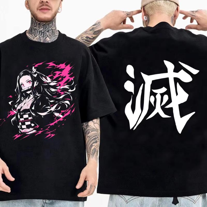 Japanese Anime Shirt Demon Slayer Infinity Castle T Shirt Men Cartoon Kimetsu No Yaiba High Quality Cotton Streetwear Clothes