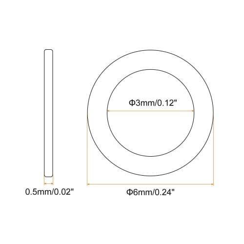 uxcell M3 Copper Washers, Flat Washers, 200pcs Brass Rings, 6mm OD, 0.5mm Thickness, Metal Seal Gasket Rings for Screws, Bolts, and Nuts