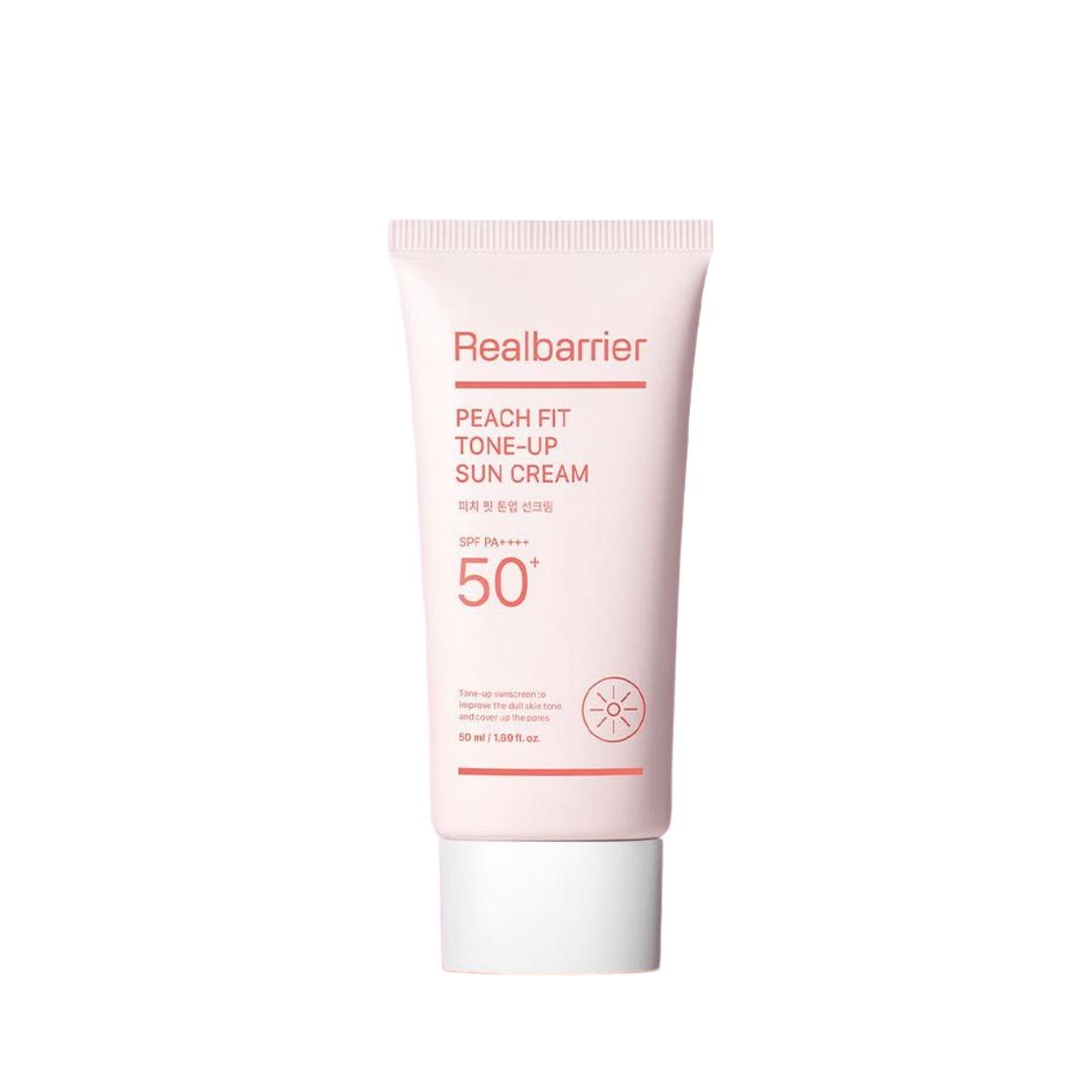 

Real Barrier Peach Fit Tone Up Sun Cream SPF 50+ PA++++ 50ml - Brightening Peach Tint UV Protection, Natural Glow Sunscreen