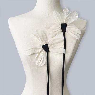 Stoff Lotus Applikation Lotusblumen Dekoration mit langem Band Aufnäher Blumen Verzierung