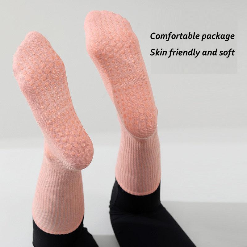 Women Yoga Socks Professional Anti Slip Indoor Fitness Pilates Floor Active Mid-Calf Socks