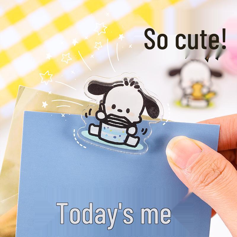 Cute Cartoon Double-Sided Acrylic Memo Clips - Transparent Small Stationery Clips for Journals and Office Bills