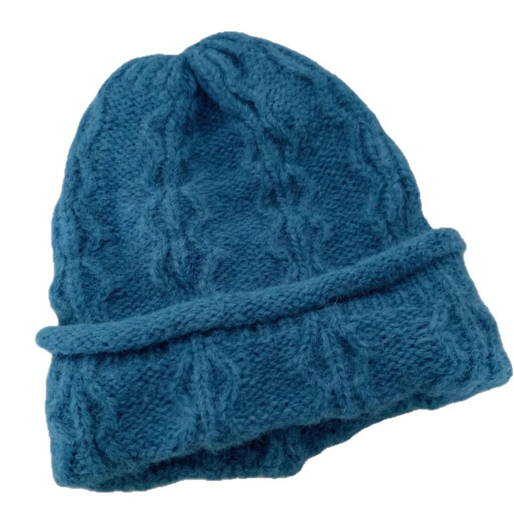 Korean Hand Knitted Pullover Hat for Autumn and Winter New Thickened Woolen Hat for Women Showing Face Small Ear Protection  Warm Pile Hat