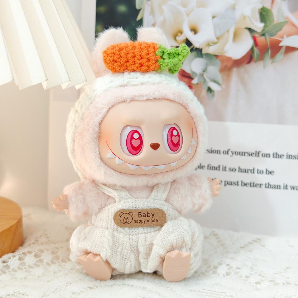 Doll Clothes & Accessories: First & Second Gen Labubu Charm Outfits - Cute Rabbit & Bear Overalls