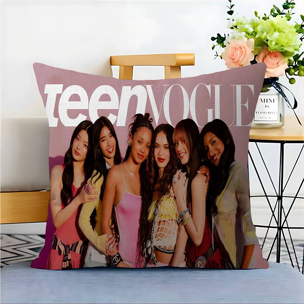 Korea Kpop Band K-Katseye Cushion Cover Polyester Sofa Cushions Decorative Throw Pillows Home Decoration Pillowcover