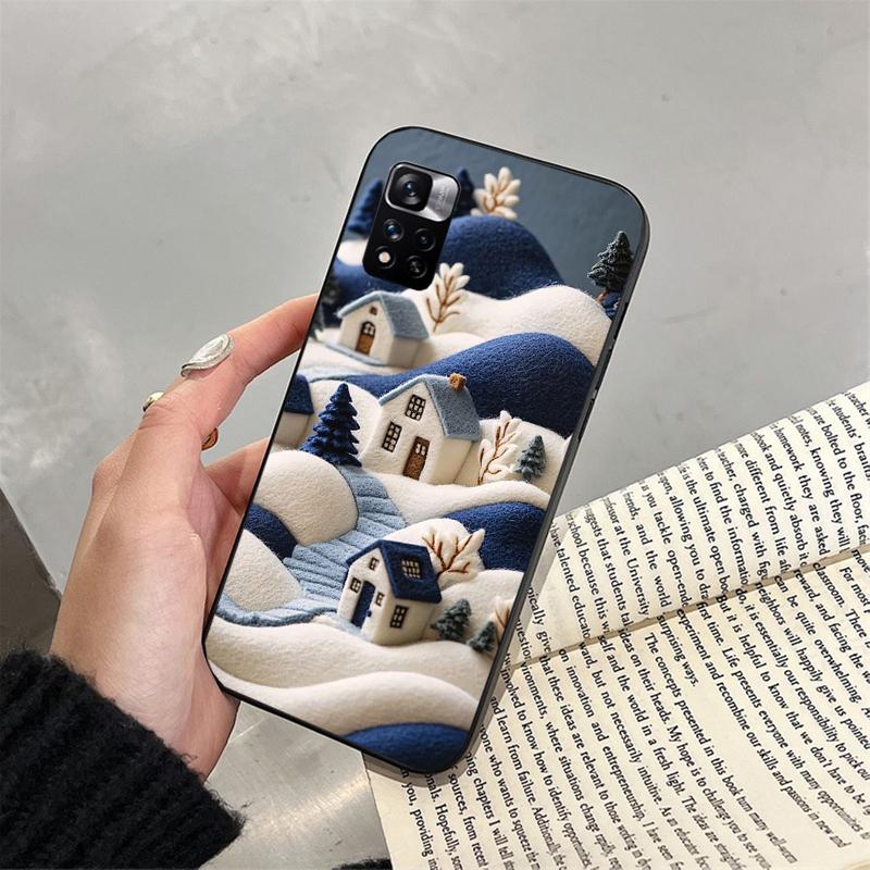 

Phone Case For Xiaomi Redmi note 14 Pro 14 13 12 11 10 Pro 14S 12S 11S Redmi 14C 13C 10 Cozy Crochet Winter Village Art Redmi Note 12S
