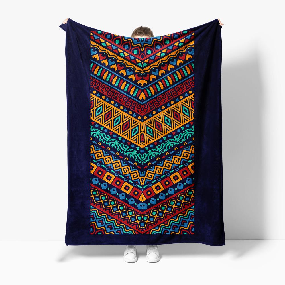 Colorful Geometric Pattern Fleece Blanket Throw Soft Warm Sofa Bed Decorative Throw Blanket Gift 75x100cm