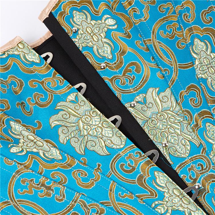 Retro Fan-Shaped U-Neck Waist Tightening Corset with Steel Boning