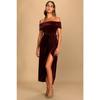 Velvet Dress with Elegant Temperament  One Shoulder Slit Dress