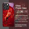 Stilvolle Rote Pferdedruck-Handyhülle aus gehärtetem Glas im chinesischen Stil für iPhone 17 16 Pro Max 15 14 13 12 Mini 11 X XS 7 8 Plus Hülle