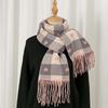 Acrylic Fibers Heart Thickened Scarf Long Tassel Shawl Korean Style Plaid Knitted Scarf  Couple