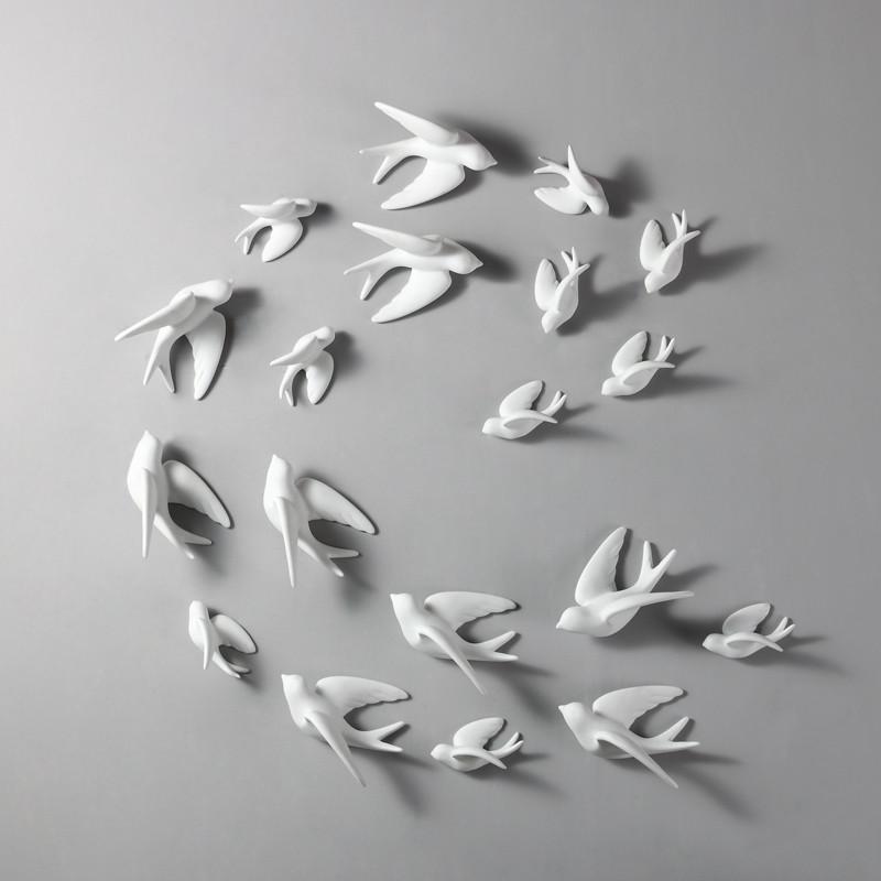 3D White Ceramic Birds Wall Decor – Modern Hanging Mural for Living Room & Home Decoration