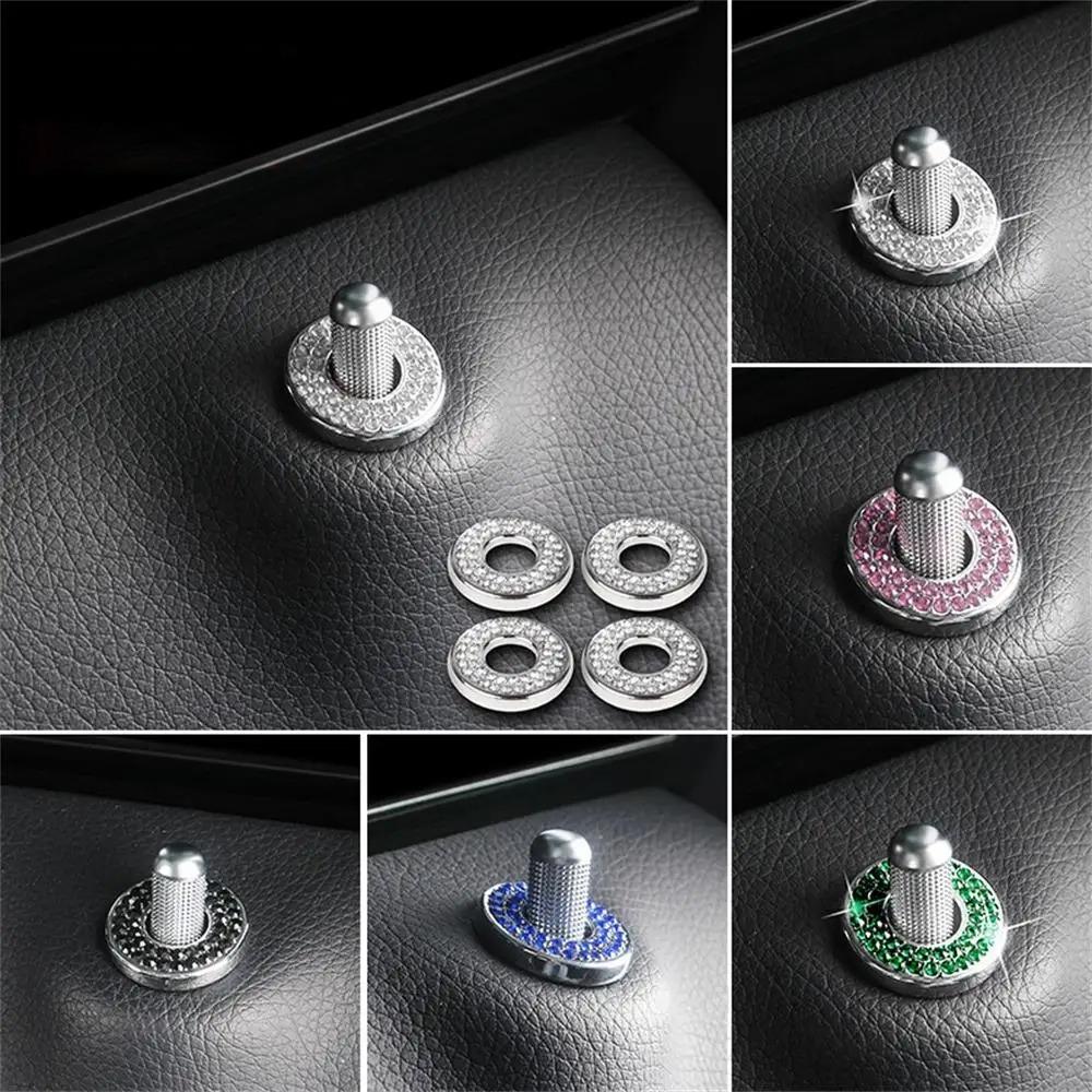 4pcs Sparkling Rhinestone Decals for Mercedes Benz E C Class Inner Door Lock Handle Pull Rod Bolt Cover