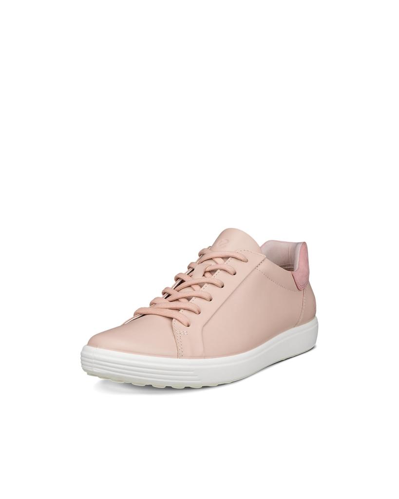 ECCO Soft 7 Genuine Leather Casual Sneakers for Women, Rose Dust/Old Rose, Size 24.5 Cm, 3E