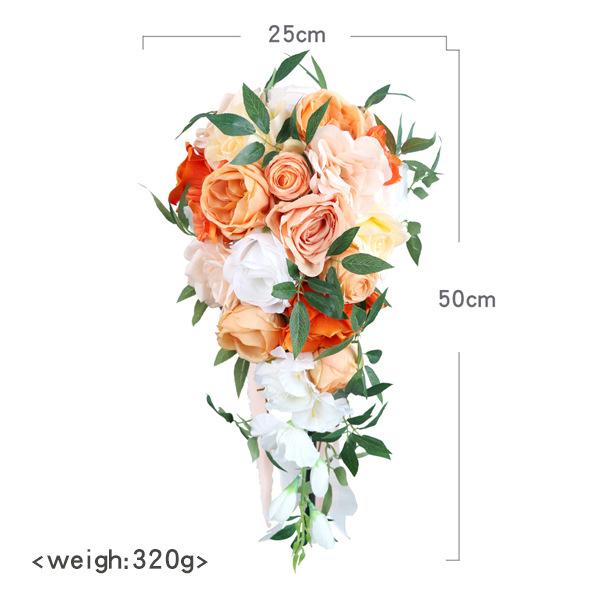 Bouquets de mariage bleus en cascade pour la mariée Bouquet de mariée cascade en soie fait à la main pour la décoration de cérémonie de mariage rustique