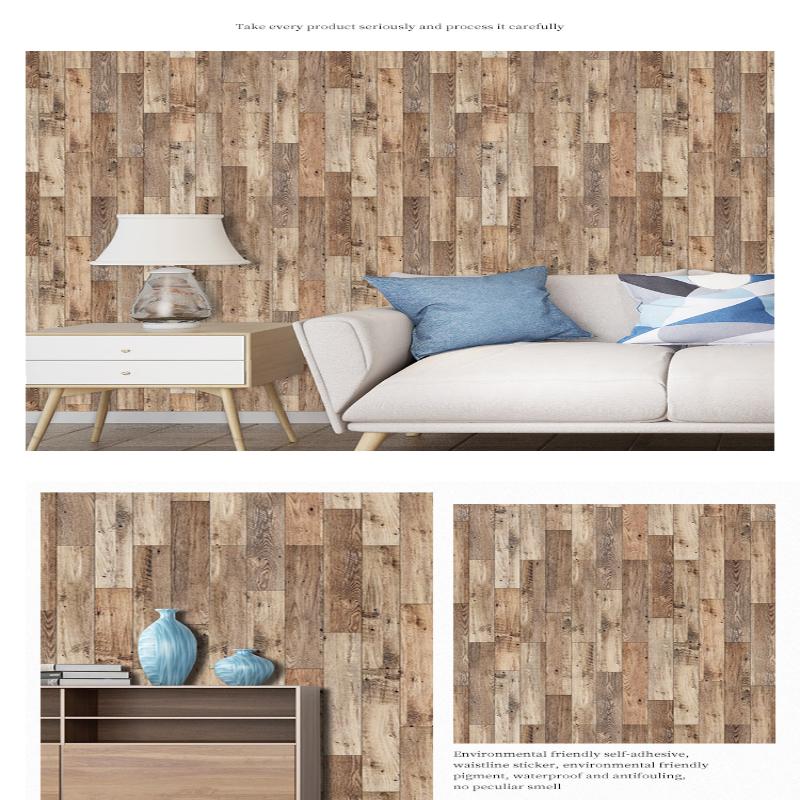 Fresh Wood Grain Living Room and Bedroom Background Modified Self-Adhesive Wallpaper (45cm *300cm)