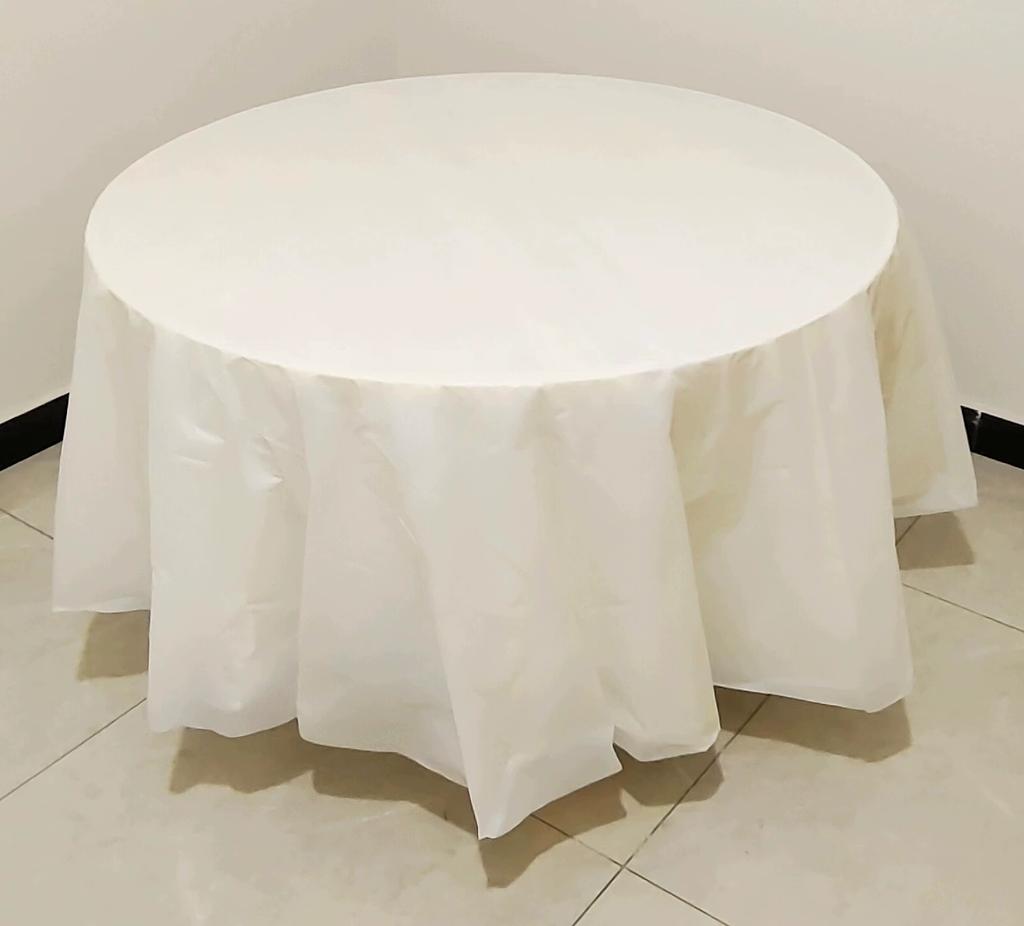 4er-Pack Premium Einweg-Plastiktischdecke 84" Runde Tischabdeckung für Geburtstage, Hochzeiten, Weihnachten, Jubiläen