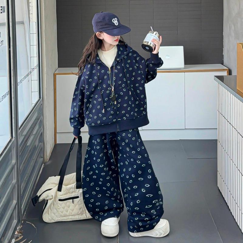 

2025 Girls Korean Style Spring/Autumn Fashion Coat & Sports Suit 170 cm темно-синий