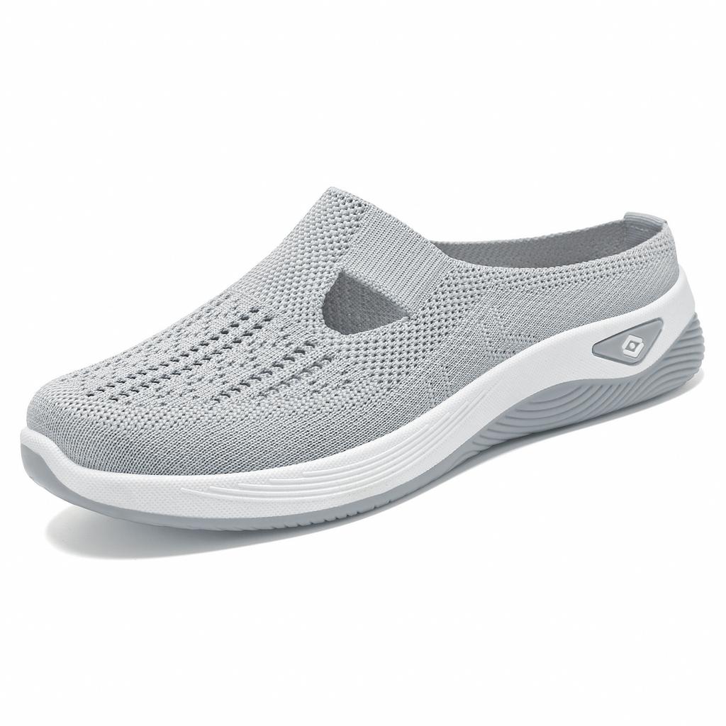 Half Slide Women Shoes Versatile Casual Shoes Breathable Closed Toe Slide Slip On Lazy Shoes Mesh Soft Bottom Single Shoes Women Comfortable Sneakers