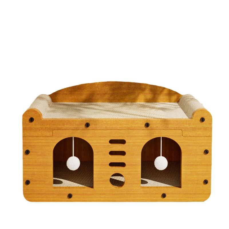Scratch-Resistant Cat House with Integrated Scratching Board