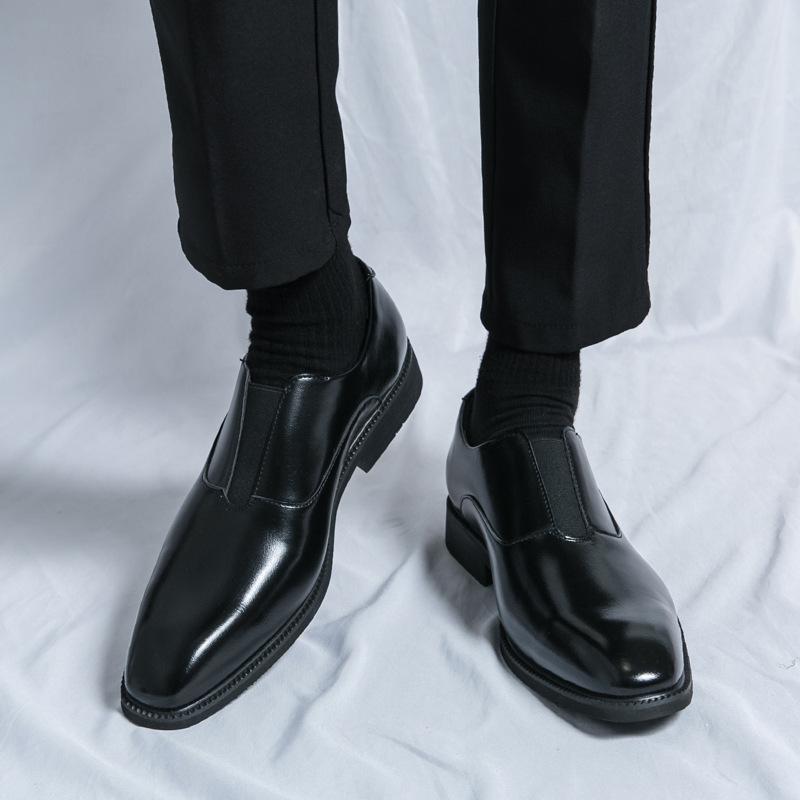 Men's Large Pointed Toe Leather Slip-on Shoes - Business, Formal, Wedding, Office Derby