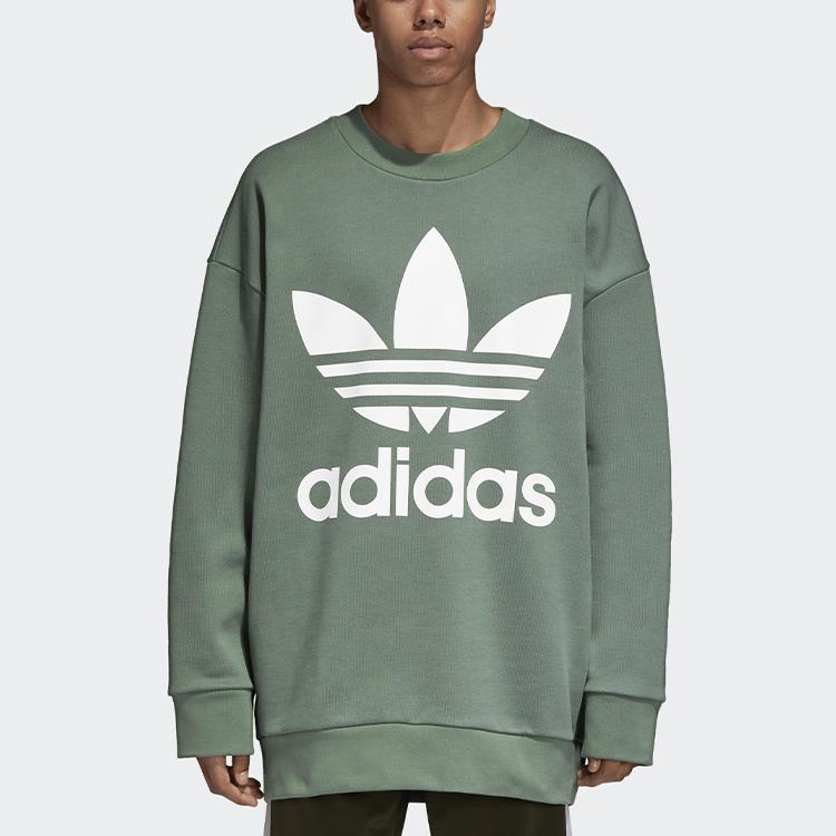 Adidas Originals Trefoil Oversized Casual Crew Neck Sweatshirt Men Tops Green DH5770
