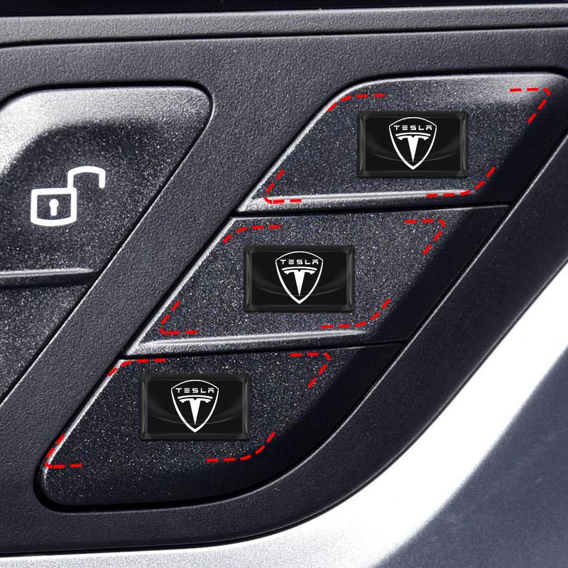 2/5/10 Stück Kohlefaser Lenkrad Auto Logo Emblem 3D Aufkleber Für Tesla Model 3 Model X Y Style Roadster Autozubehör