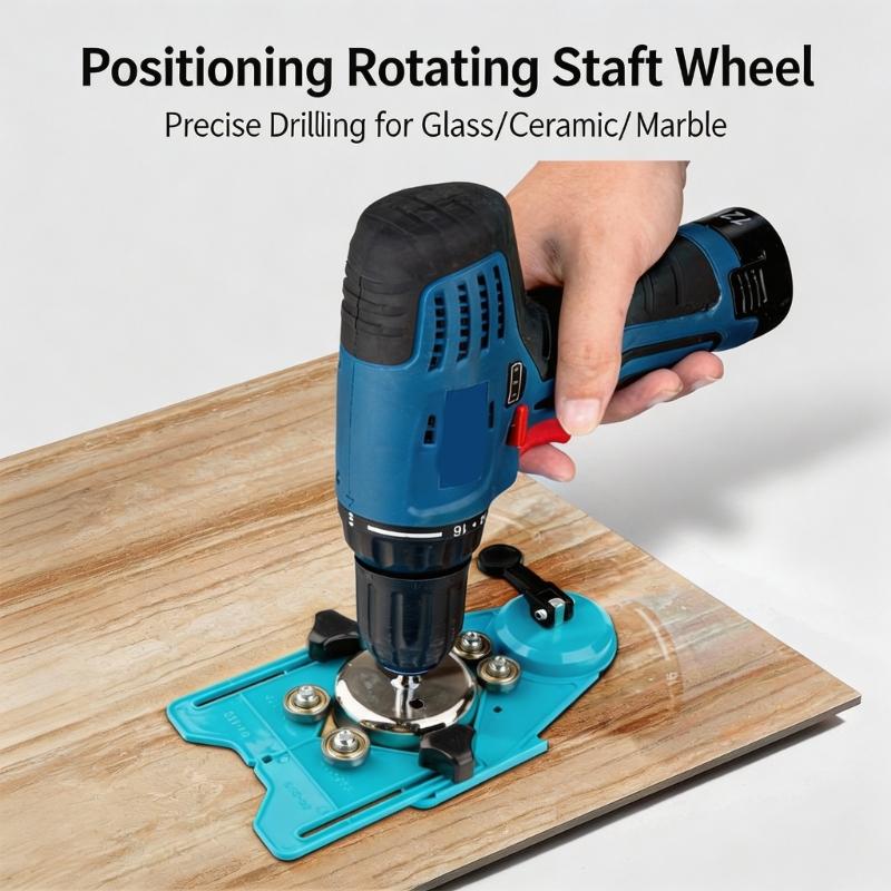 Adjustable Tile Drilling Positioning Frame with Roller Guide Structure for Wall Tile Work, Bathroom Fixture Mounting and Shelf Installation