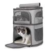 Przenośny dwuwarstwowy plecak dla kota o dużej pojemności z wieloma okienkami - oddychający, wygodny, składany i idealny do podróży.