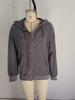 2025 Solid Color Fleece Hooded Long Sleeve Loose Zipper Jacket