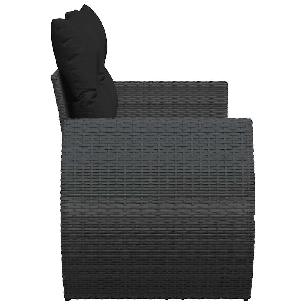 Vidaxl Sofa Ogrodowa Z Poduszkami, 2-Osobowa, Czarna, Polirattan