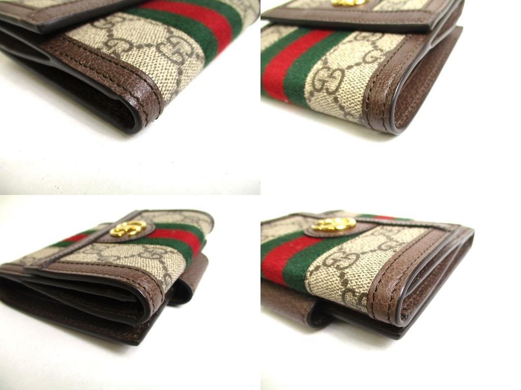 Authentic GUCCI Brown Leather Bifold Wallet Ophidia GG French Flap Wallet #a499  Open Box