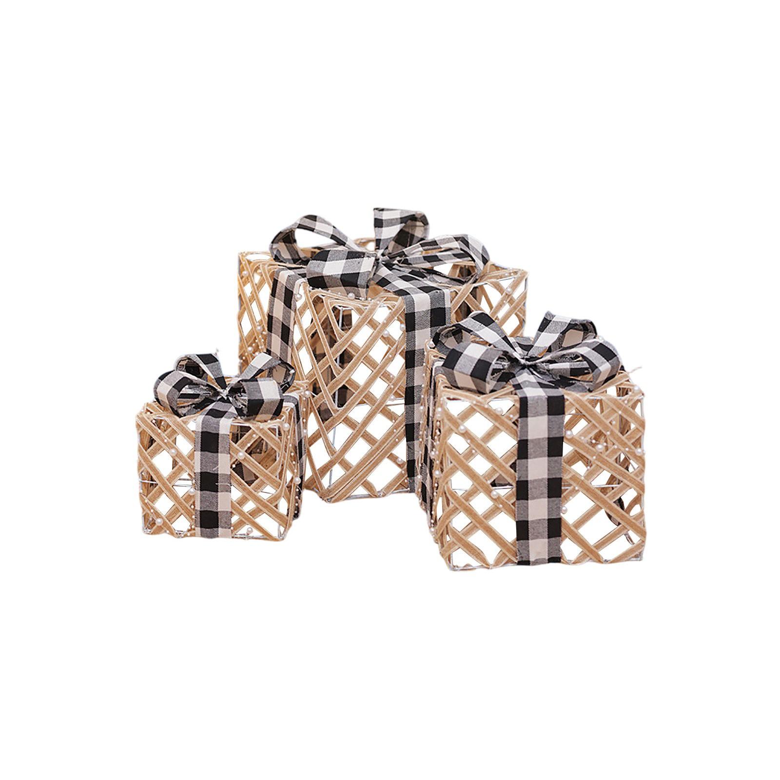 

Рождественские огни Подарочная коробка Украшение Набор из 3 штук One Size