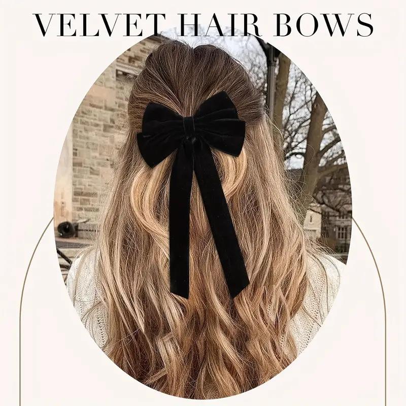Winter velvet with double bow hair accessories, popular fashion, simple and versatile princess clothing accessories