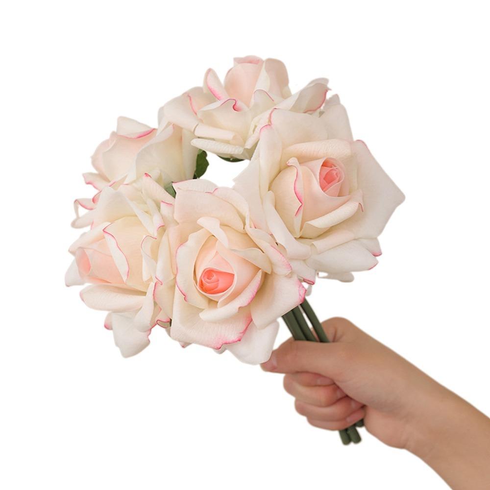 

Real Touch Artificial Rose Flower Branch 5 Heads Fake Flowers Birthday Decor