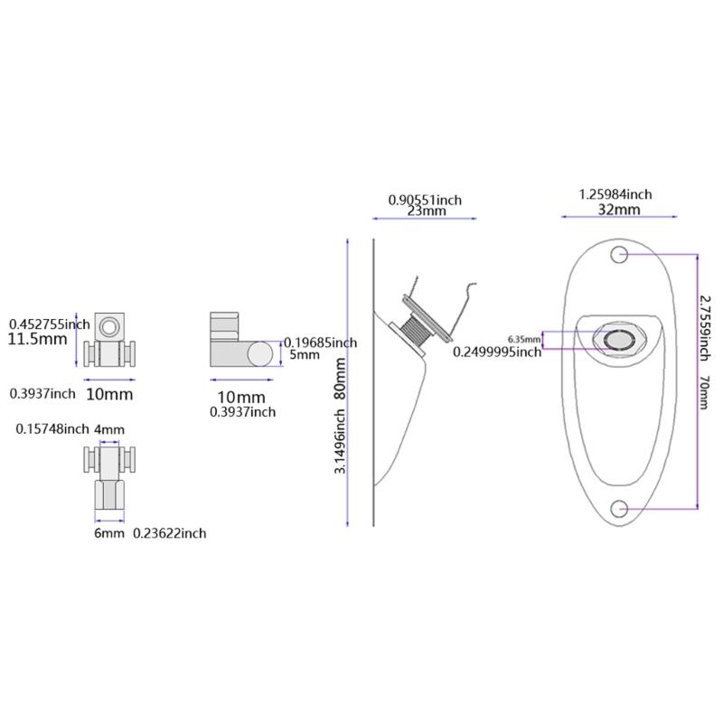 1/4" (6.35mm) Boat Style Guitar Pickup Output Input Jacks Plug Socket for Guitar