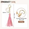 uxcell 5-Piece Set of Leather Keychain Tassels for Women, Lobster Buckle Key Rings for Handbags, Wallets, and DIY Crafts, Pink