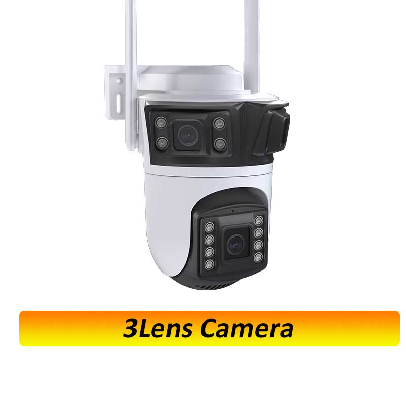 Three Lens PTZ IP Camera Outdoor 6K HD Three Screen WiFi Security Camera Auto Tracking 4K Dual Len Wirelss CCTV Camera iCsee