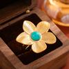 Camellia Flower Inlaid Rhinestone Open Ring Adjustable 304 Stainless Steel