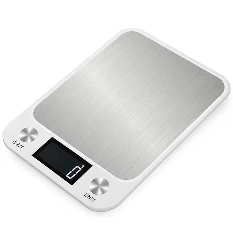 

5kg/1g Kitchen Scale Electronic Digital Scale LCD Display Food Coffee Scale Stainless Steel Panel Snacks Weighing Baking Tools 5kg-1g білий